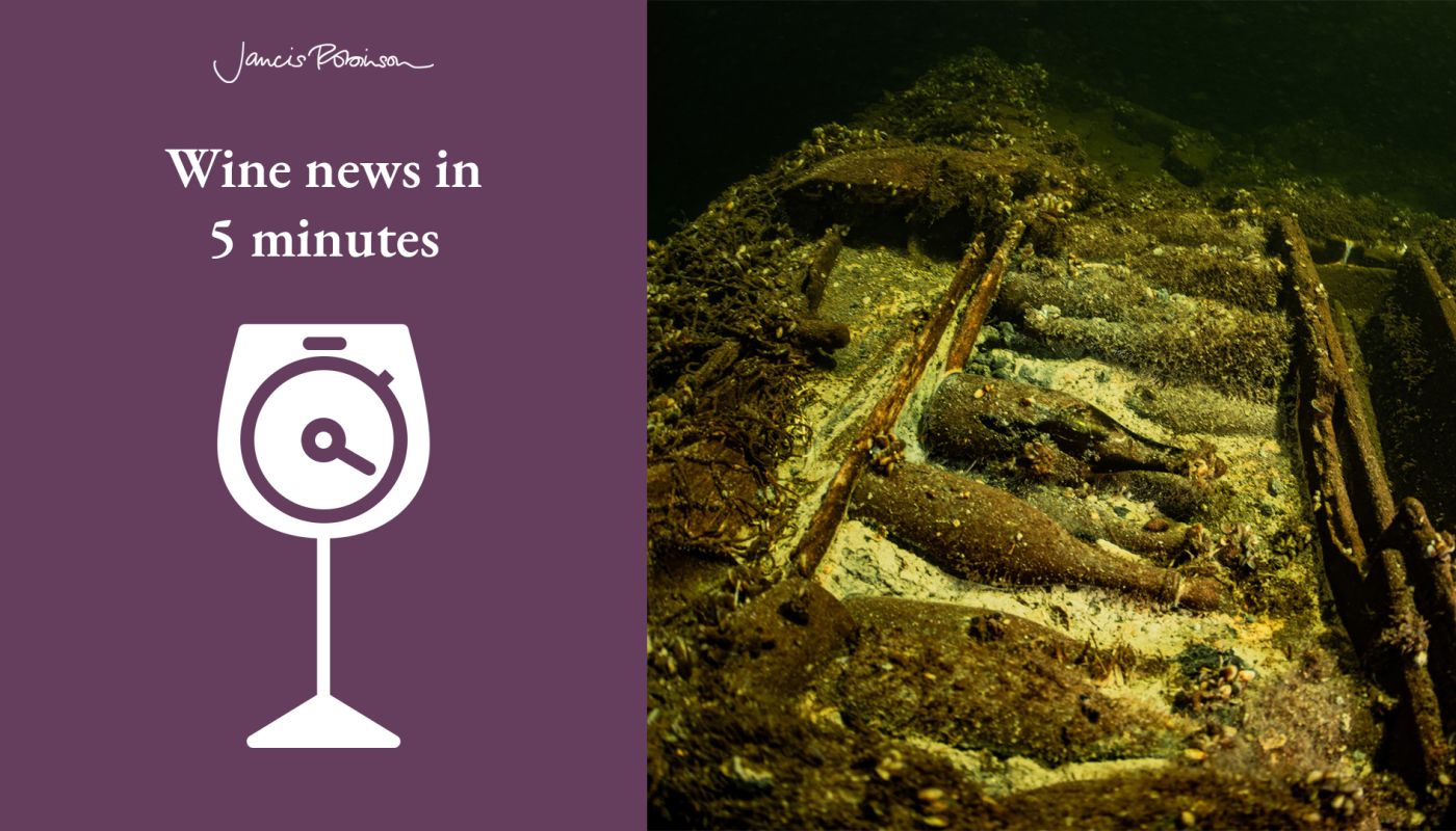 Champagne bottles in a shipwreck at the bottom of the Baltic
