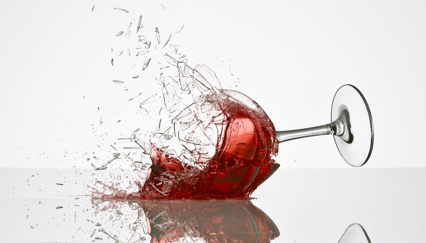 wine glass smashed