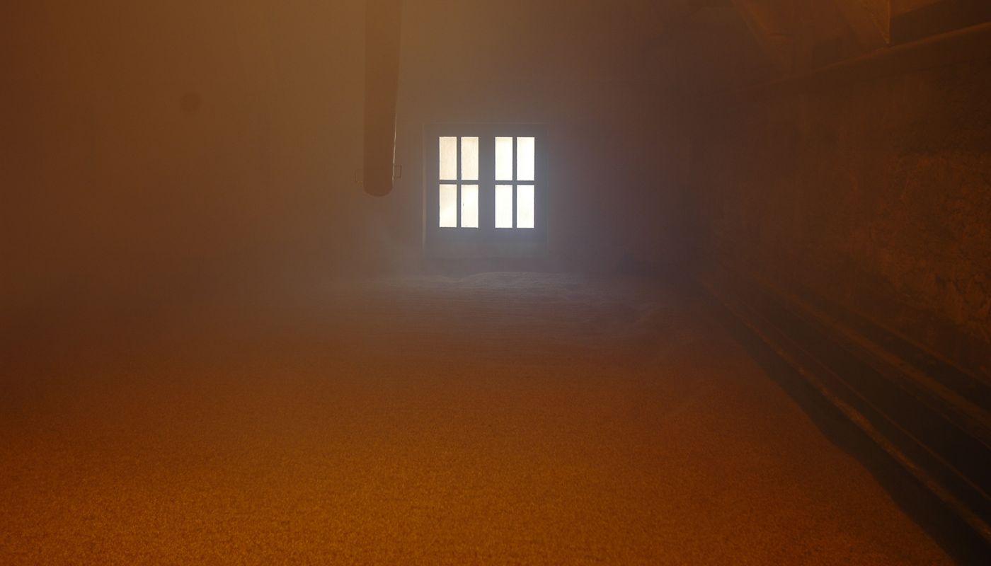 kiln filled with peat smoke at Highland Park on Orkney