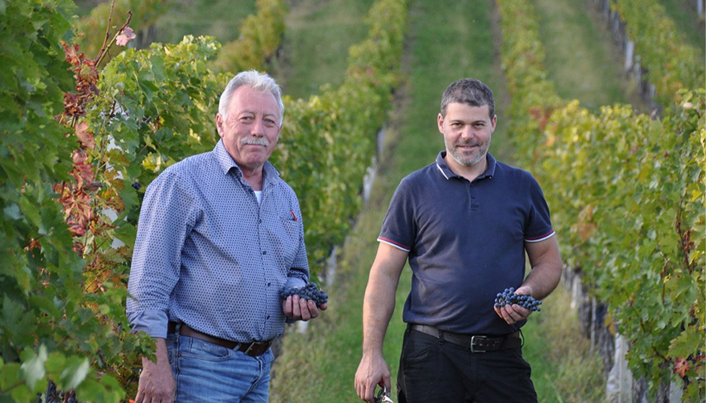 Fredi and Mathias Jalits of Weingut Jalits in the Szapary vineyard in Eisenberg, Austria