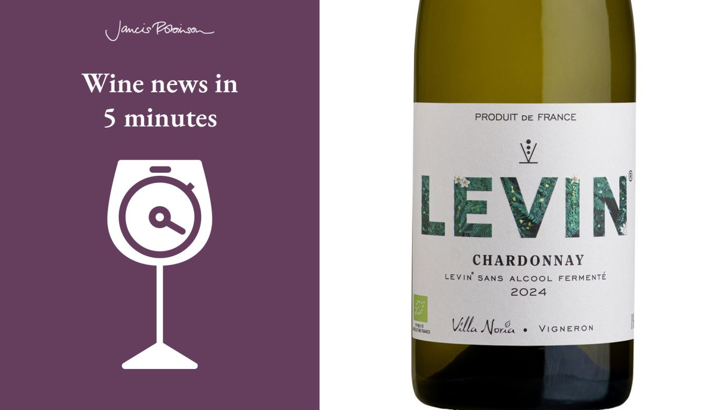 Levin no-alcohol wine label and wine news in 5 logo