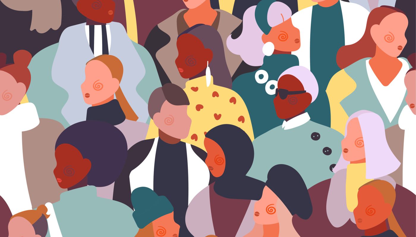 A group of diverse people in warm modern clothes. Credit-Natalia Vetrova via iStock