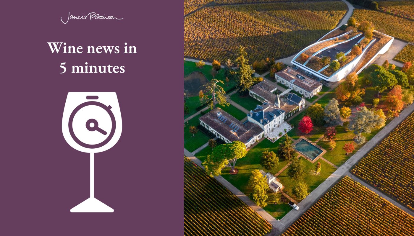 Cheval Blanc aerial (right) and jr-wine-news-5-min-logo (left)