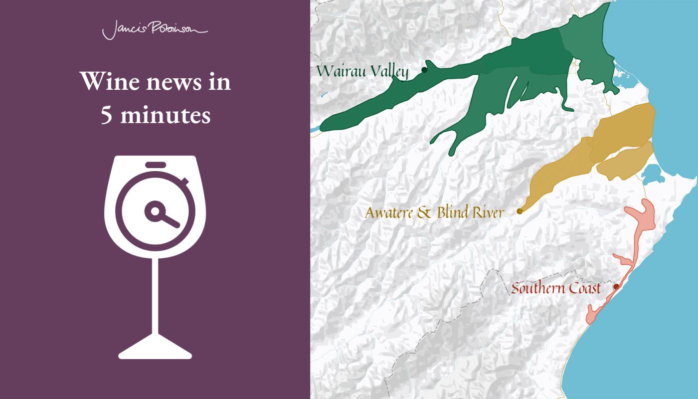 Screenshot of new interactive Marlborough map plus Wine News in 5 logo