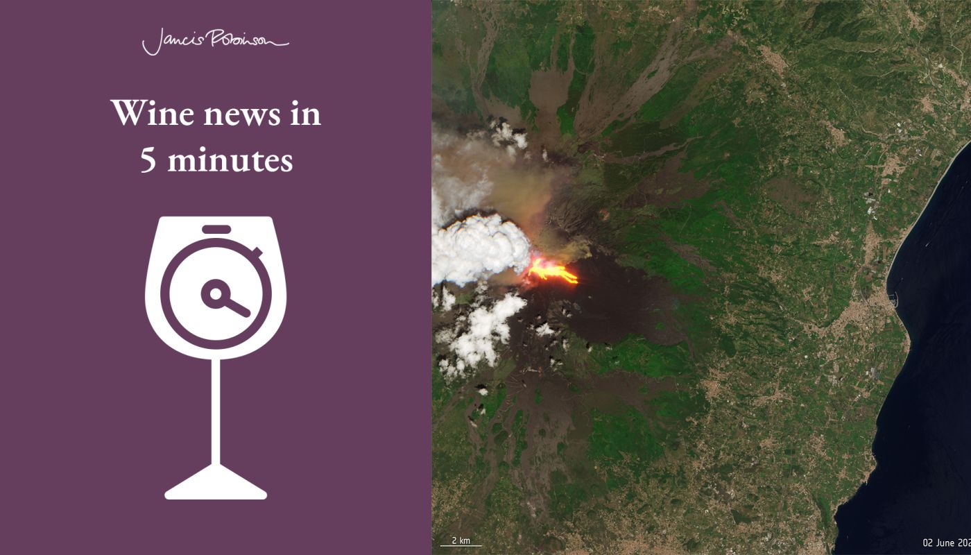 A capture from the Copernicus Sentinel-5P satellite of Mt Etna erupting on 2 June 2025