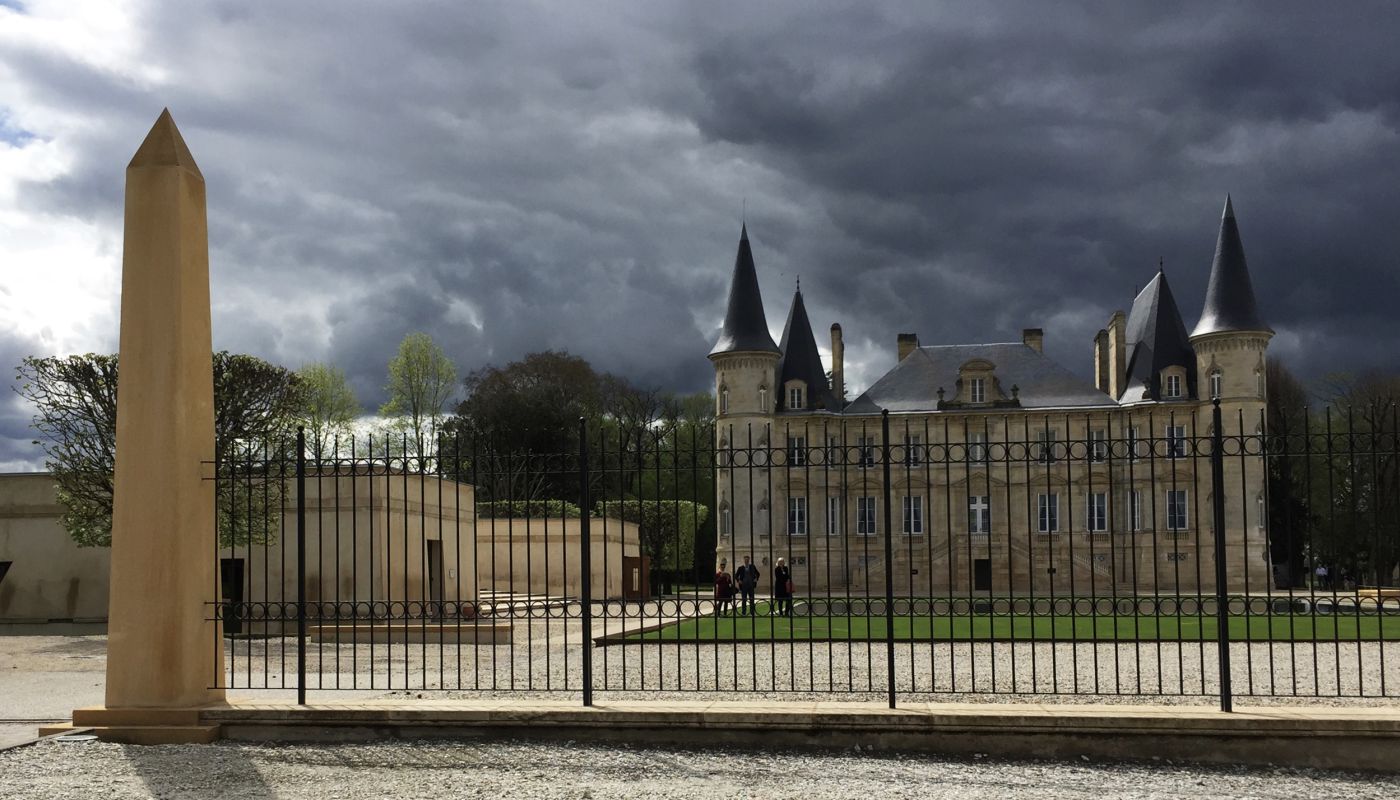 storm clouds over Château Pichon Baron in Bordeaux
