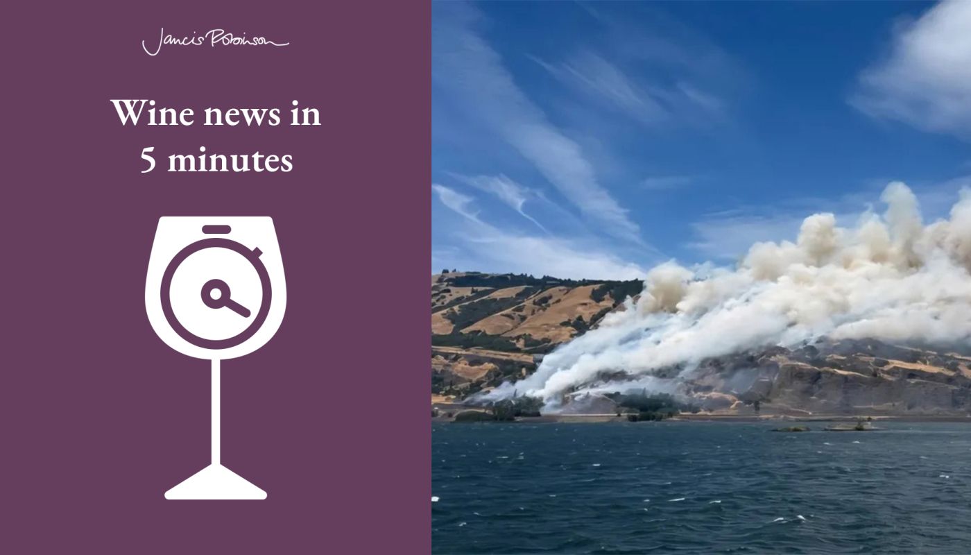 Burdoin fire in Oregon and Wine News in 5 logo