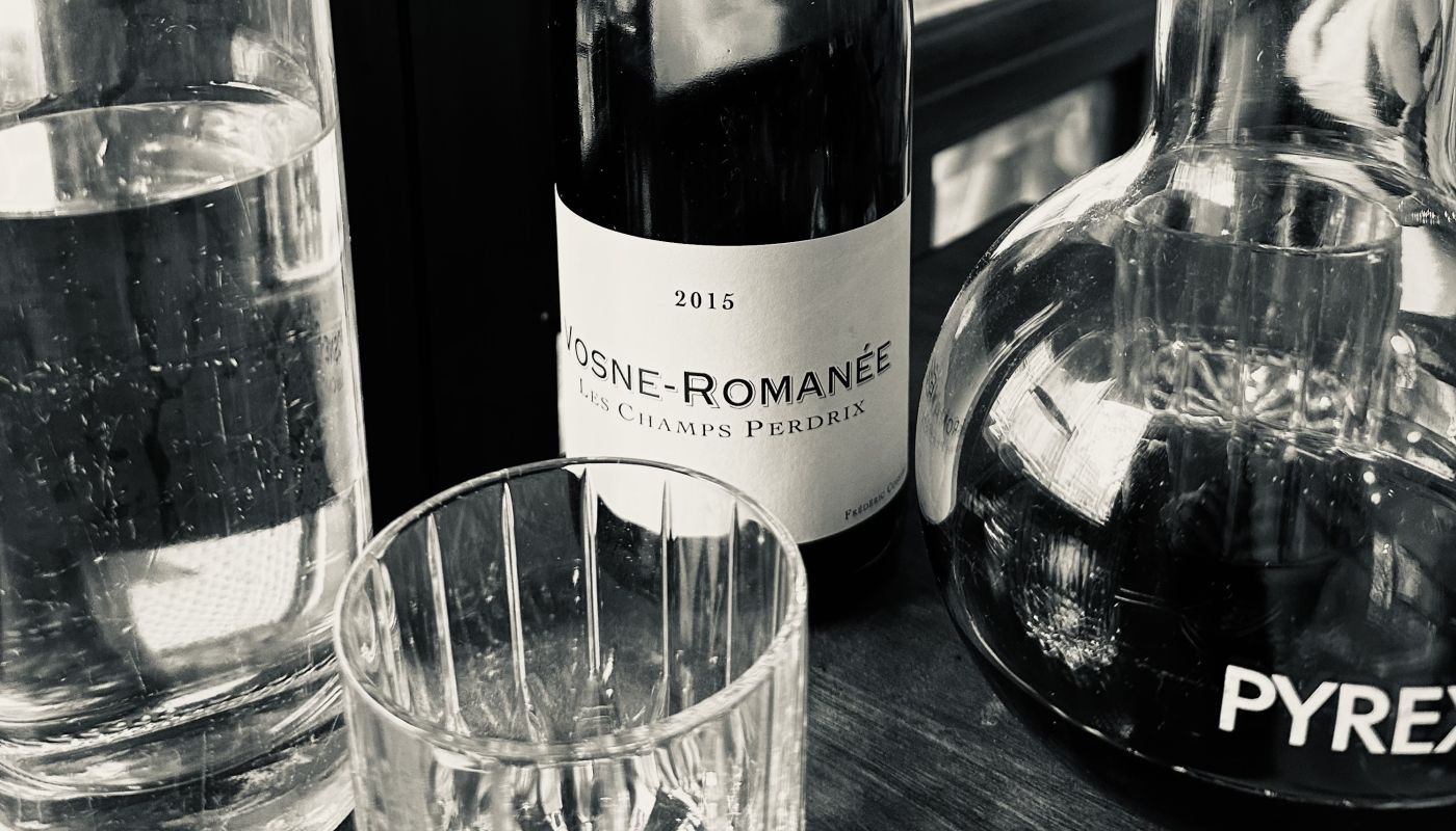 The Vosne in question, with Clown Bar’s curious choice of decanter.