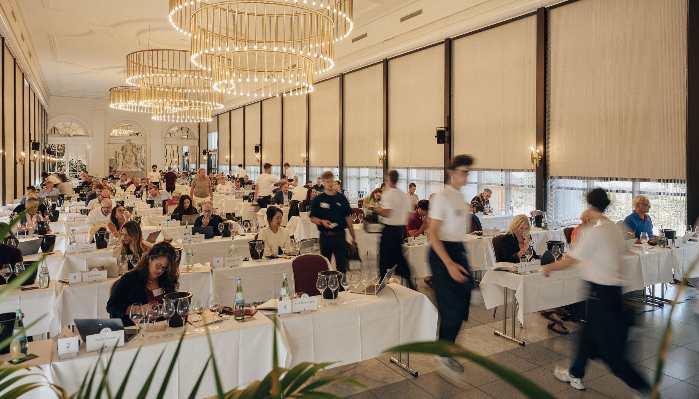 Paula tasting red wines in Wiesbaden 2025