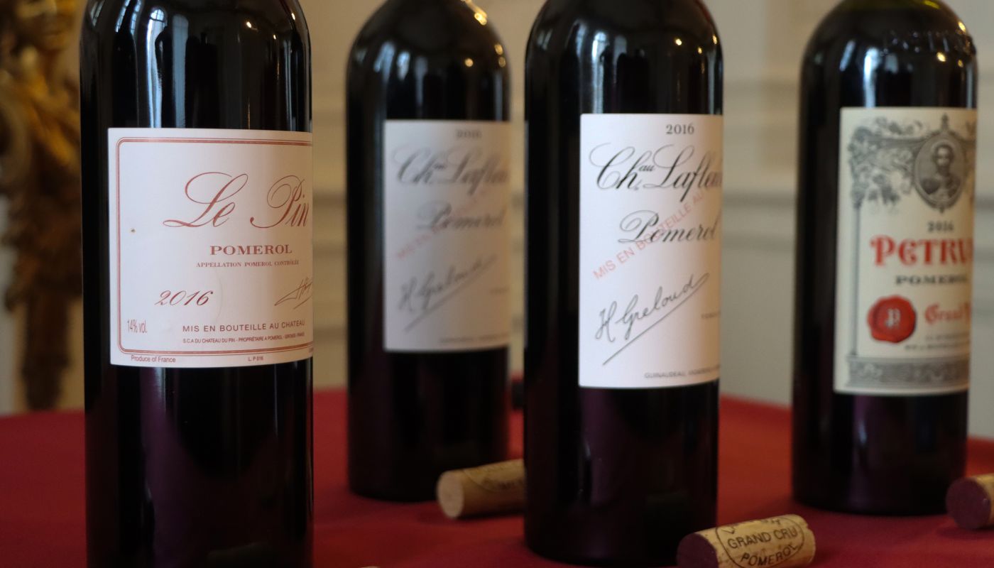 Le Pin Lafleur and Petrus 2016 bottles