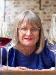 Jancis with wine glasses