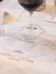 Glasses of Cape Mentelle red wine on a tasting mat