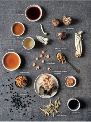 Aerial view of various Asian ingredients
