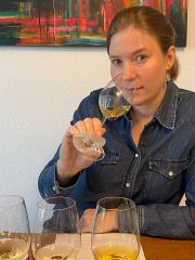 Sam Cole-Johnson blind tasting at her table