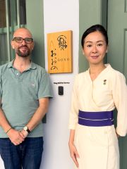Richard Hemming and Hiromi Ohno outside Sushi Oono