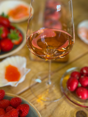 Glass of rose with food