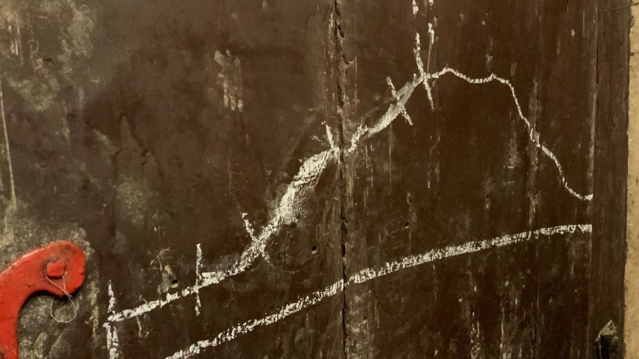 Kolonics - the hill of Somlo chalked on the cellar door