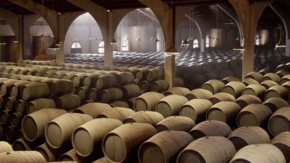 Casks maturing in a sherry bodega