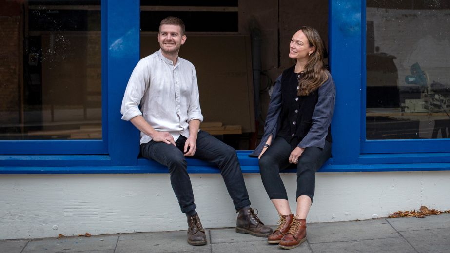Charlie Sims and Honey Spencer of Sune Restaurant in London sitting outside