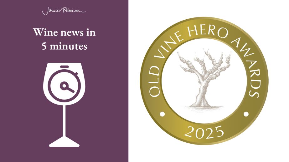 Old Vine Hero Awards 2025 logo (right) and wine-news-5-min logo (left)
