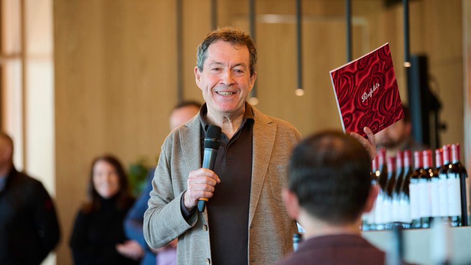 Peter Gago presenting the 2025 Penfolds collection