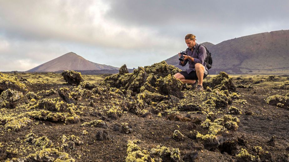 John Szabo photographing vines on Lanzarote, Canary Islands