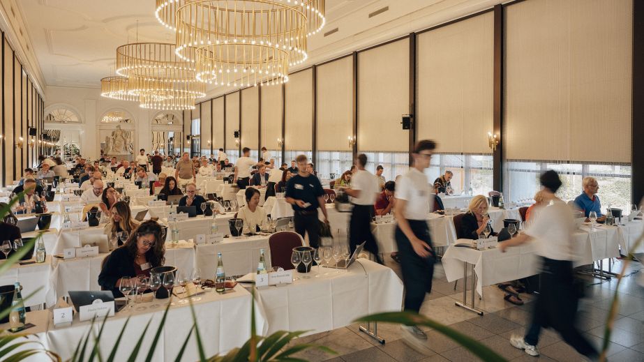 Paula tasting red wines in Wiesbaden 2025