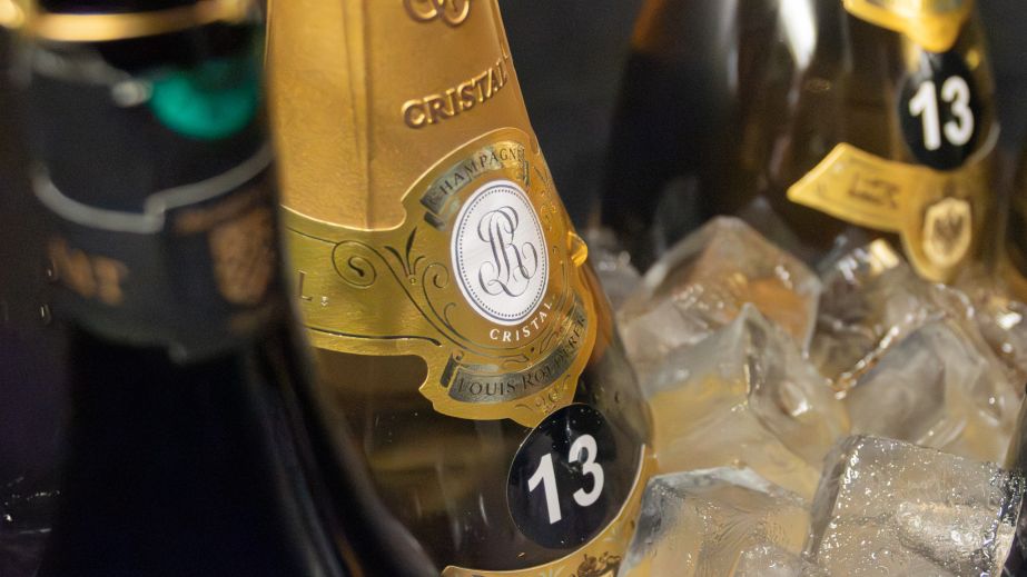 Cristal champagne in an ice bucket