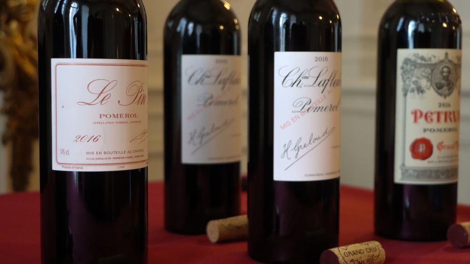 Le Pin Lafleur and Petrus 2016 bottles