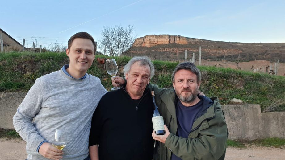 Tom Parker, Jean-Marie Guffens and Stephen Browett (L to R) taken in Guffens’ base in France's Mâconnais