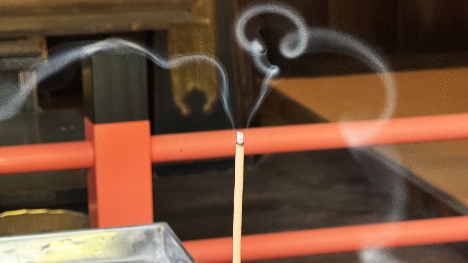 incense burning in a Japanese temple