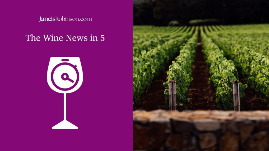 Wine news in 5 logo and Rudd walled vineyard