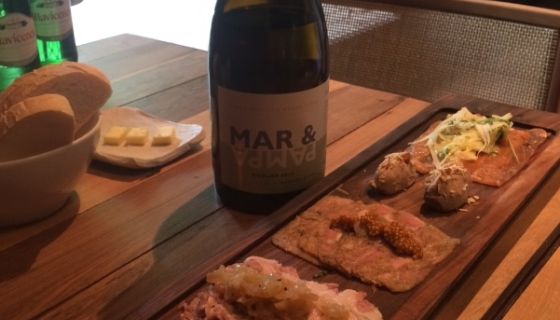 Mar & Pampa wine bottle alongside lunch at Fierro Hotel Buenos Aires