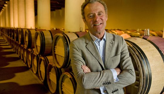 Paul Pontallier at Ch Margaux barrel cellar