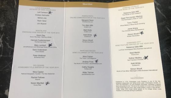 Louis Roederer International Wine Writers' Awards shortlists 2019