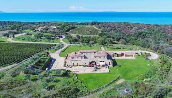 Argentiera's fort-like winery overlooking the sea in Bolgheri