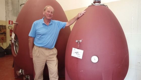 Tuscan winemaker Robin Baum with concrete eggs