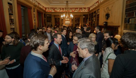 Crowd at Romanian wine tasting at Travellers Club Feb 2020