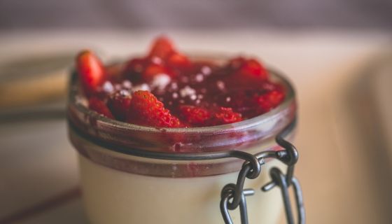 Strawberry panna cotta