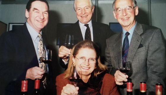 Hugh JOhnson, Michael Broadbent MW, Colin Anderson MW and Jancis Robinson MW, the British Airways wine consultants early C20