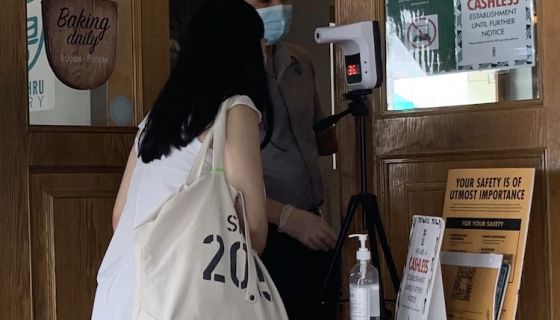 Checking into a Singapore restaurant