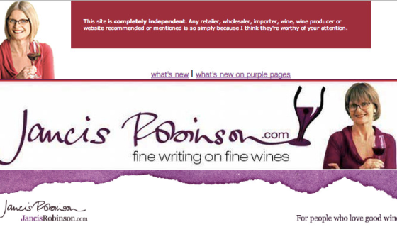 Three mastheads from previous versions of Jancis Robinson dot com