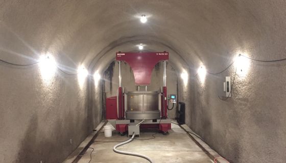 Pressing in one of the Napa Valley's winery caves
