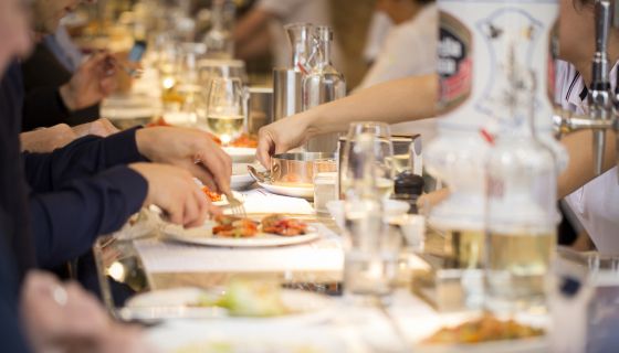 Interior of Barrafina tapas bar in London