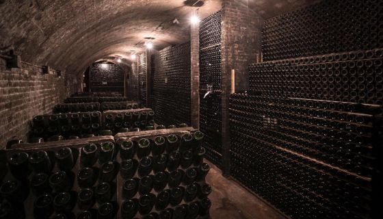 Mestres Cava bottles and pupitres