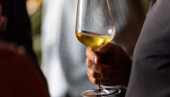 Sweet wine in a Jancis Robinson glass