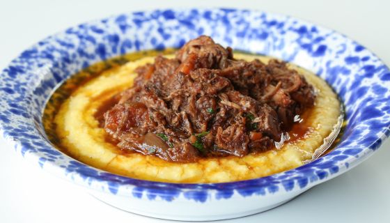 Delivery dish on polenta from Brassica of Dorset 