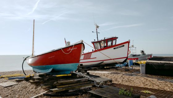 Deal beach and boats