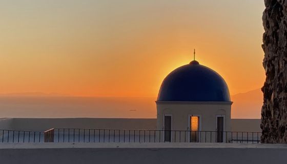 Santorini sunset and dome