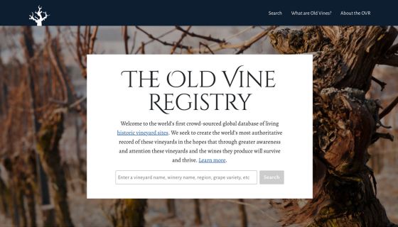 Old Vine Registry home page
